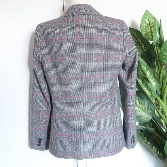 J. Crew Gray Pink Glen Plaid Single-breasted Wool Blazer Windowpane Structured - Picture 8 of 16